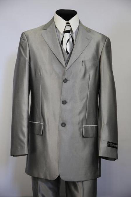 Men's Sharkskin Metallic Zoot Suit Silver