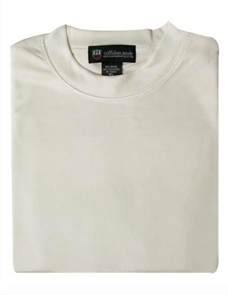 Men's Cream 80% Rayon 20% Polyester Short Sleeves Knitted Sw
