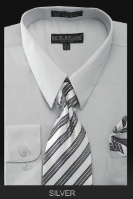 Affordable Clearance Cheap Mens Dress Shirt Sale Online Trendy - PREMIUM TIE - Silver Men's Dress Shirt