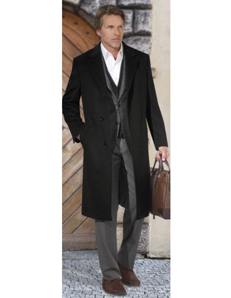 Men's Black  Long Jacket Modern Fit Overcoat