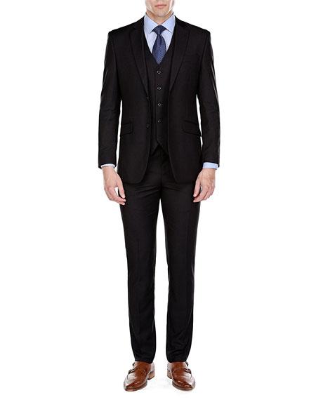 Men's  2 Button Black Slim Fit 3 Piece Suits (Buy Wholesale 10PC&UP of this for $90)