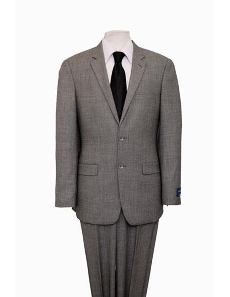 Designer Affordable Inexpensive Men's Birdseye Black&White   Classic Suit Flat Front Pant