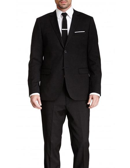 Men's Black Slim Fit 2 Buttons Pinstriped Wool Suit