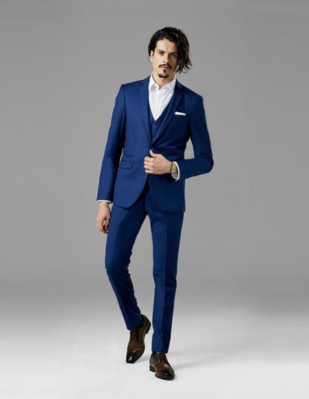 Men's Bright Blue best Suit buy one get one suits free Suit