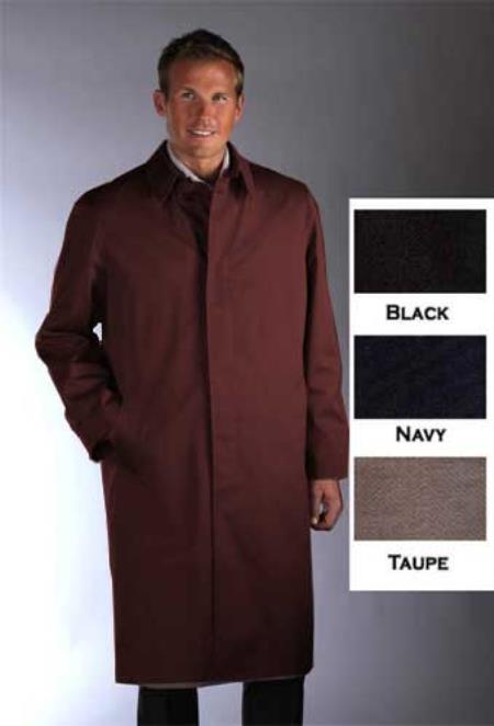Men's Dress Coat Classic Long Style Poplin Raincoat-Trench Coat Brown