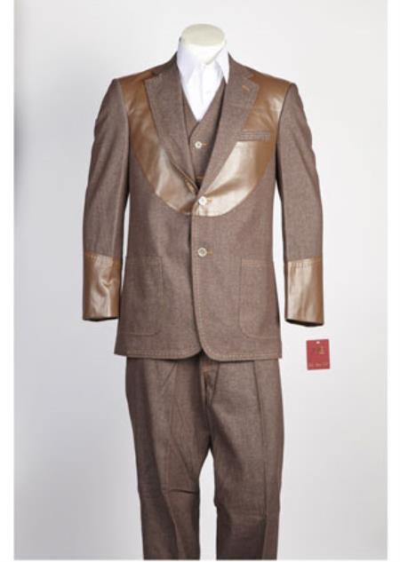 Mens2 Piece Suit Brown