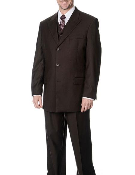Brand: Caravelli Collezione Suit - Caravelli Suit - Caravelli italy Caravelli Men's  Brown 3-piece Vested Classic Fit Suit