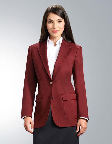 Burgundy ~ Wine ~ Maroon Color Women’s Two Button 100% Polyester Cheap Priced Designer Fashion Dress Casual Blazer On Sale Blazer