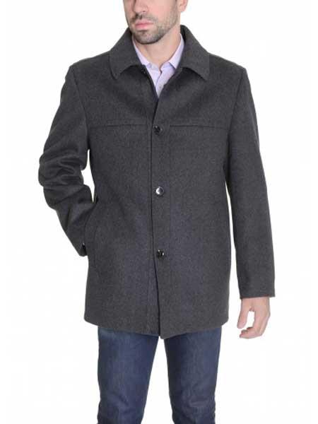Men's Dress Coat Solid Charcoal Gray Wool Cashmere Modern Fit Coat