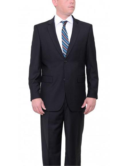 Men's  VITALI Classic Fit Two Button Black Suit With Pleated Pants