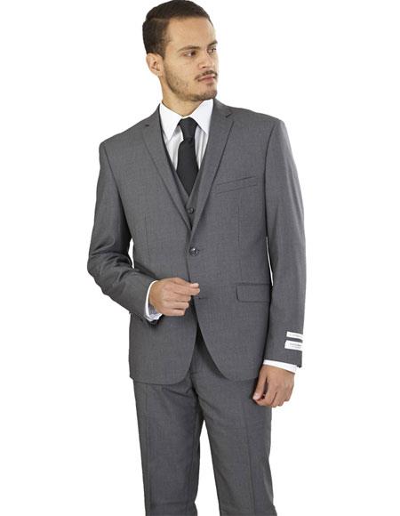 Men's Wedding - Prom Event Bruno 3 Piece  Gray Slim Fit Suit