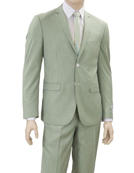 Men's Wedding - Prom Event Bruno 2 Button Sage Green Suit - Light Green Suit