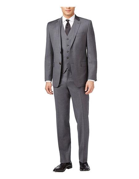 Brand: Caravelli Collezione Suit - Caravelli Suit - Caravelli italy Caravelli Men's 3-Piece Medium Grey Slim Fit 2-Button Vested Dress Suit