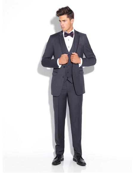 Men's Slim Fit 2 Button Vest Grey Suit 