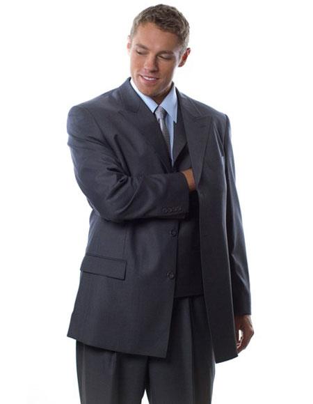 Brand: Caravelli Collezione Suit - Caravelli Suit - Caravelli italy Caravelli Men's 3 Piece Vested Grey Peak Lapel Classic Fit Suit