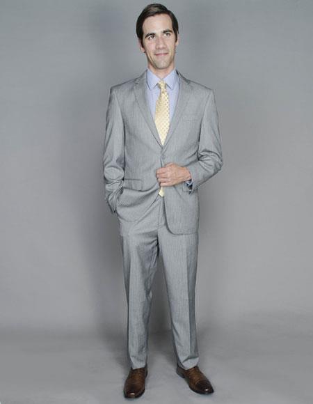 Giorgio Fiorelli Suit Men's Light Grey Double Vent Classic Fit Suits