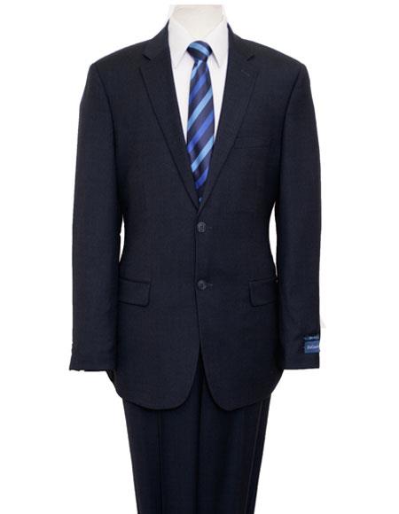 Designer Affordable Inexpensive Men's Birdseye Dark Navy  Classic Suit Flat Front Pant