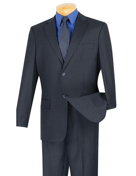 Men's Mini Stripe ~ Pinstripe Dark Navy 2 button Suit 