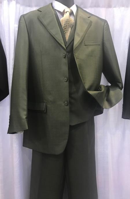 Milano Moda Men's High Fashion Vested Cheap Priced Business Milano Suits Clearance Sale Olive