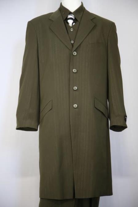 Men's Wire Lace Stylish Flap Pocket Olive Zoot Suit
