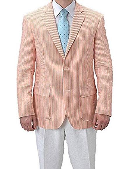 Alberto Nardoni Brand Cheap Priced Designer Fashion Dress Casual Blazer On Sale Striped seersucker ~ sear sucker Orange Blazer
