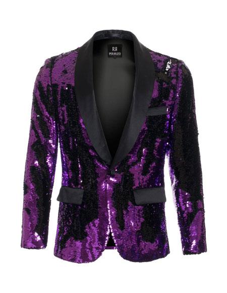 Men's Purple Sequin Blazer - Purple Sport Coat
