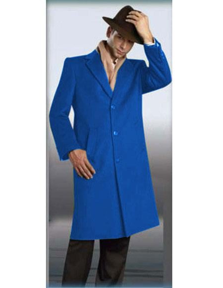 Men's Sapphire Authentic Alberto Nardoni Brand Full Length Coat Long Men's Dress Topcoat -  Winter coat