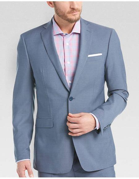 Men's Sky Blue ~ Light Blue Slim Fit Suits Business Looking Suit Wool