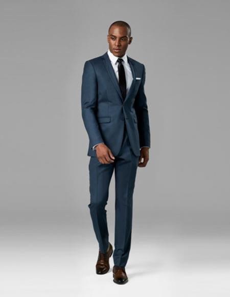 Men's Slate Blue best Suit buy one get one suits free slim vested Suit