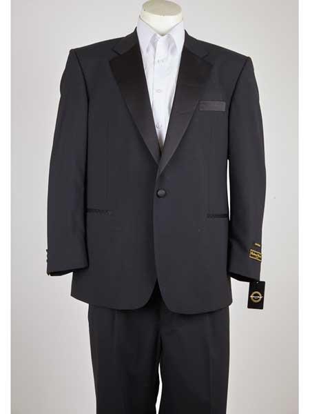 1 Button Men's Black Classic Fit  Suit
