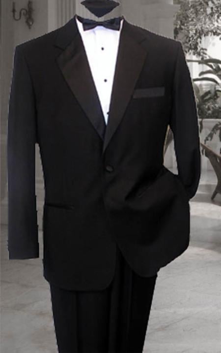 NICE 1 BUTTON  Men's BLACK TUXEDO SUPER 150'S Premier Quality Italian Fabric WOOL 