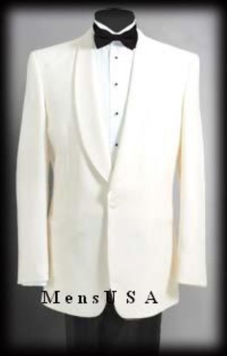 1 Button Shawl Lapel Dinner Jackets - Ivory (Cream ~ Ivory ~ Off White) Tropical