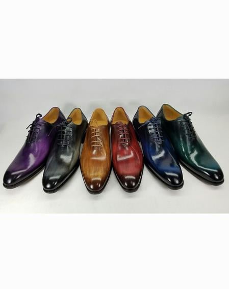 Men's Carrucci Luxury Leather Polished Lace Up Style 6 Color Shoes