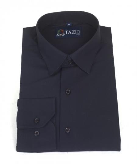 Affordable Clearance Cheap Mens Dress Shirt Sale Online Trendy - Slim Fit - Dark Navy Blue Men's Dress Shirt
