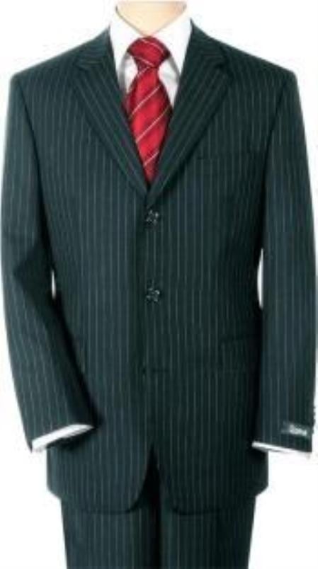Men's Sharp Black Pinstripe Super 140s Side Vented - Wool