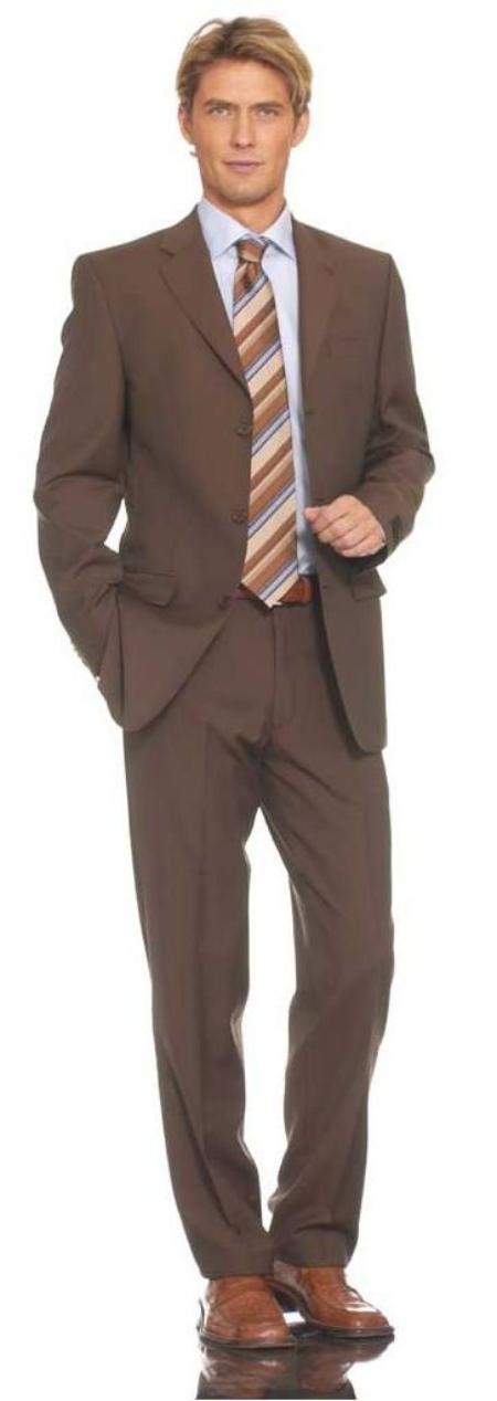 Modern Brown Super 120's Available in 2 or 3 Buttons Style Regular Classic Cut - 100% Percent Wool Fabric Suit - Worsted Wool Business Suit
