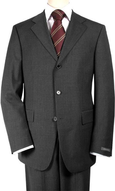 Charcoal Gray Side Vent Available in 2 or 3 Buttons Style Regular Classic Cut Super 150's - 100% Percent Wool Fabric Suit - Worsted Wool Business Suit