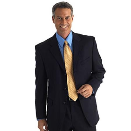 Men's Darkest Dark Navy Blue Suit For Men Business Super 100'S Dress Cheap Priced Business Suits Clearance Sale Available In 2 Or 3 Buttons Style Regular Classic Cut