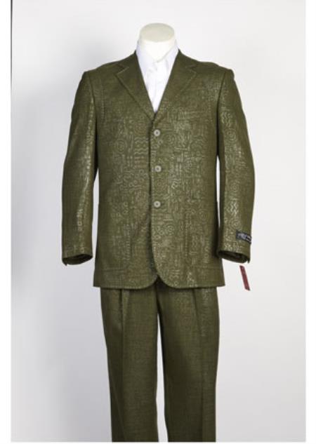 Style#-B6362 Men's Olive Cheap Priced Designer Fashion Dress Casual Blazer On Sale 3 Button Shiny Paisley Floral Suit Olive Blazer Looking