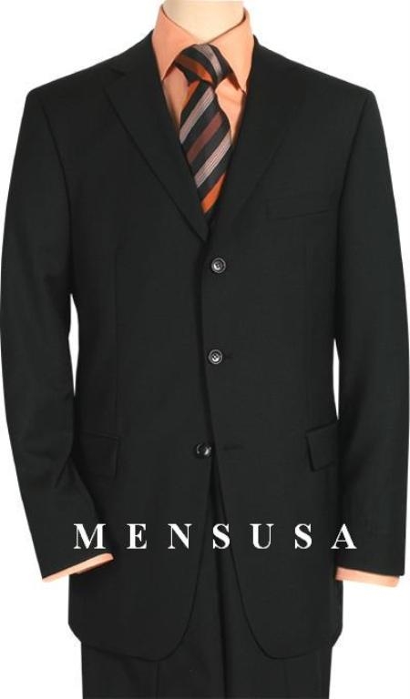Brand Name Designer Solid Black Comes in 2 or 3 Button Suit Pleated