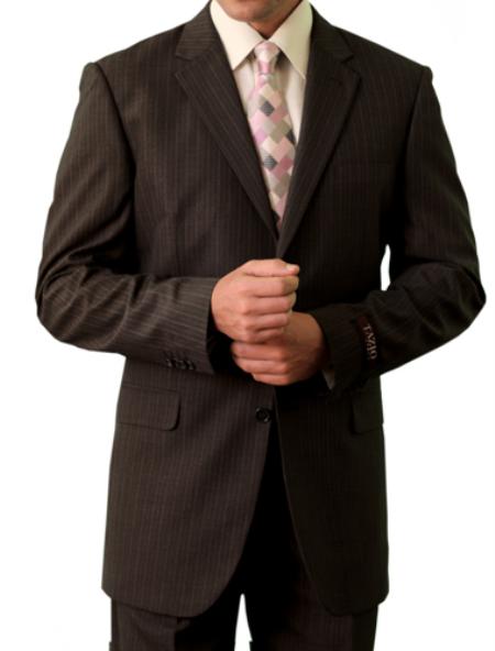 Men's 3 Button Front Closure Brown Suit 