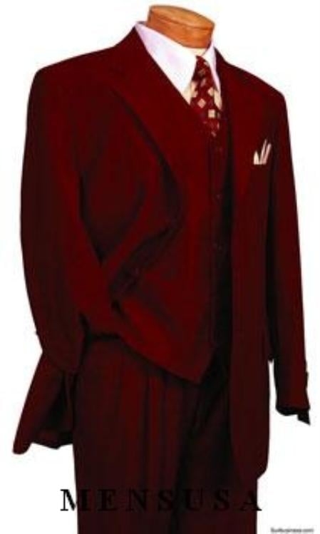 Burgundy ~Maroon Suit ~ Wine Color DRESS three piece Cheap Priced Business Suits Clearance Sale 2 Button 3 Pieces With Regular Cut Smooth Soft Fabric Men's Suits  Classic Cut​