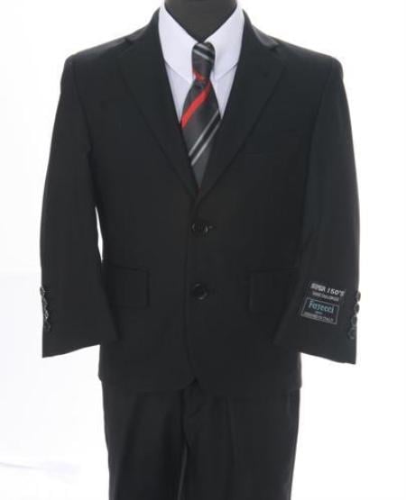 Boy's 2 piece 2 Button Suit Black 
