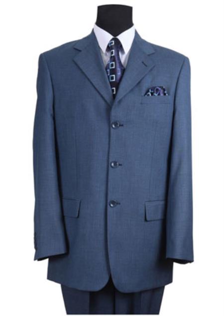 Teal Blue 3 Button Suit Jacket and Pleated Pants - Antique Blue Suit