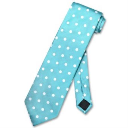 Men's Turquoise Polka Dots Design Men's Neck Tie - Men's Neck Ties - Mens Dress Tie - Trendy Mens Ties