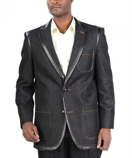 Konserveringsmiddel Undertrykke Etableret teori Fashion Two Button Cotton Timmed Denim Nero Suit Black