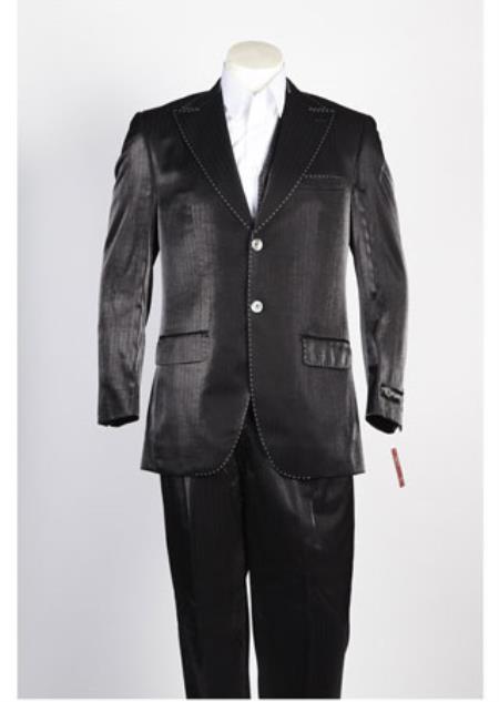 Men's 2 Button  Black Suit