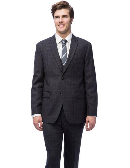 Brand: Caravelli Collezione Suit - Caravelli Suit - Caravelli italy Caravelli Men's Black Windowpane Vested Slim Fit 2 Button Suit 