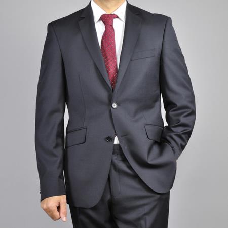 Mantoni Men's Black 2-Button Slim-Fit Suit - High End Suits - High Quality Suits