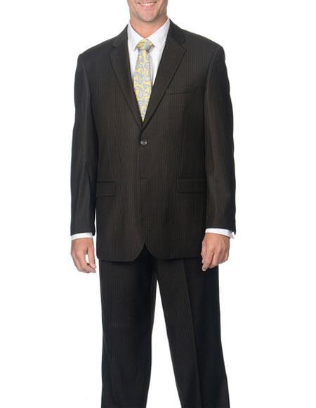 Brand: Caravelli Collezione Suit - Caravelli Suit - Caravelli italy Caravelli Men's 2 Button Brown Pinstripe  Double Vent Suit